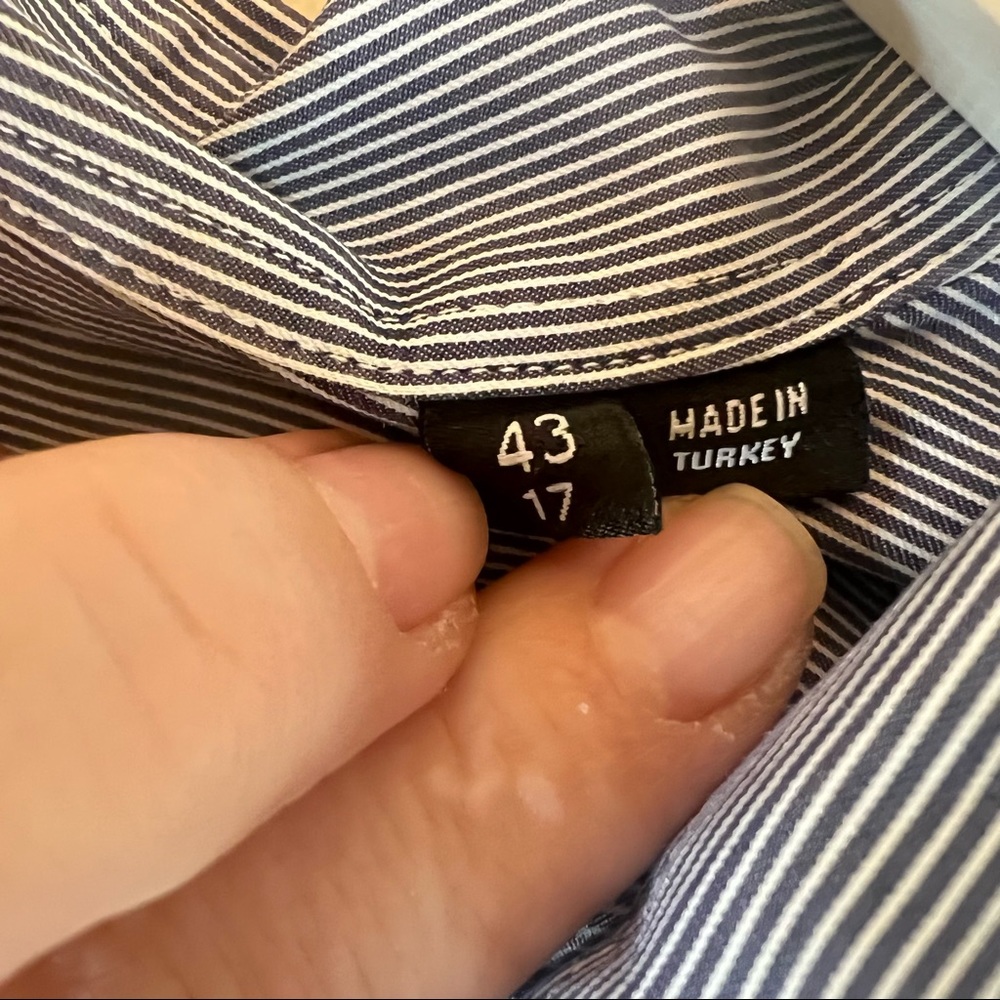 Hugo Boss Men’s Black Label Blue White Striped Shirt Sz 43/17 - Picture 9 of 13